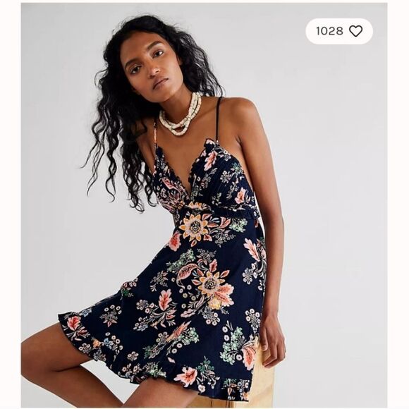 NWOT Free People Cord Looking Glass Mini in Navy/Floral - Picture 1 of 15